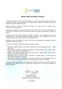 2. Drug & Alcohol Policy 2018 2. Drug & Alcohol Policy 2018