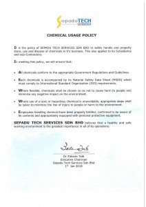 3. Chemical Usage Policy 2018 3. Chemical Usage Policy 2018